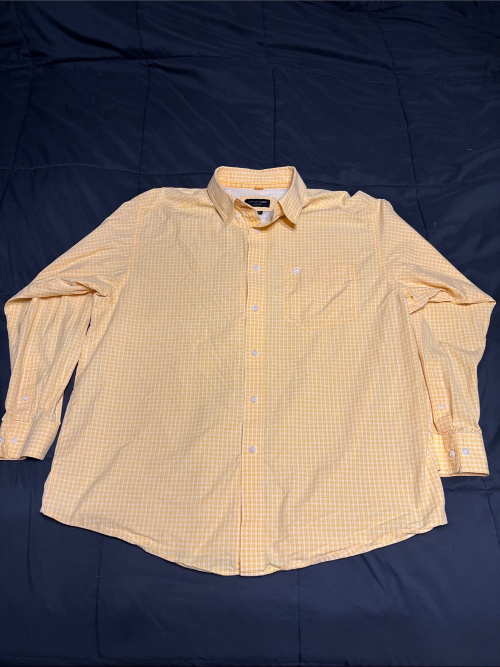Ariat Pro Series Yellow Gingham Long-Sleeve Button-Down Shirt